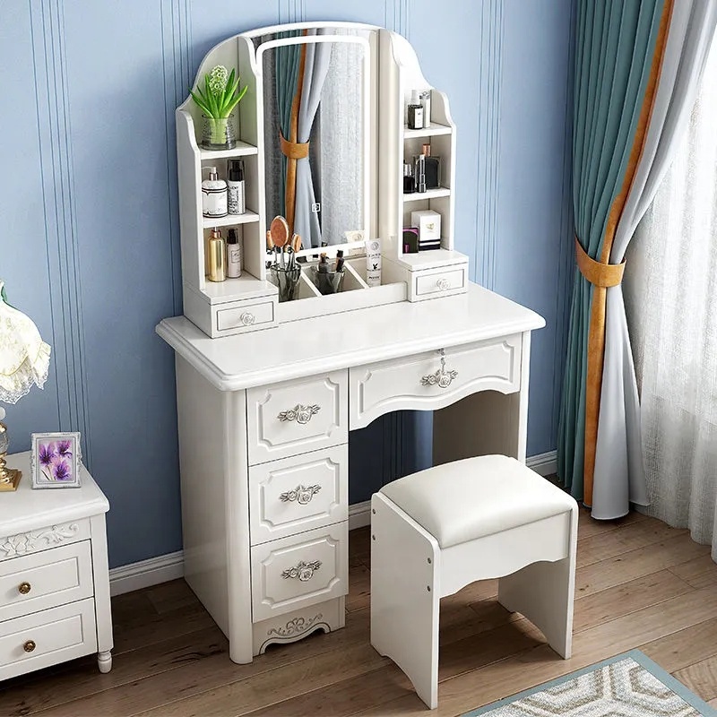 Desk Setup Simple - Girls White and pink Modern Wooden