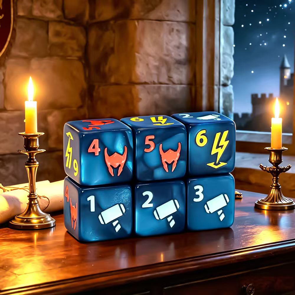 Desk Setup Game - 6 Blue-Green Hero Dice Set-6-Sided Acrylic