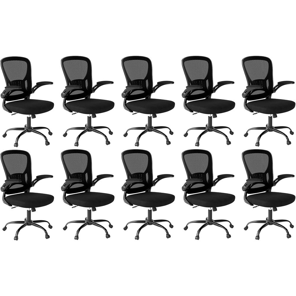 Desk Setup Black And Wood - Oice Chair Set o 10, Ergonomic