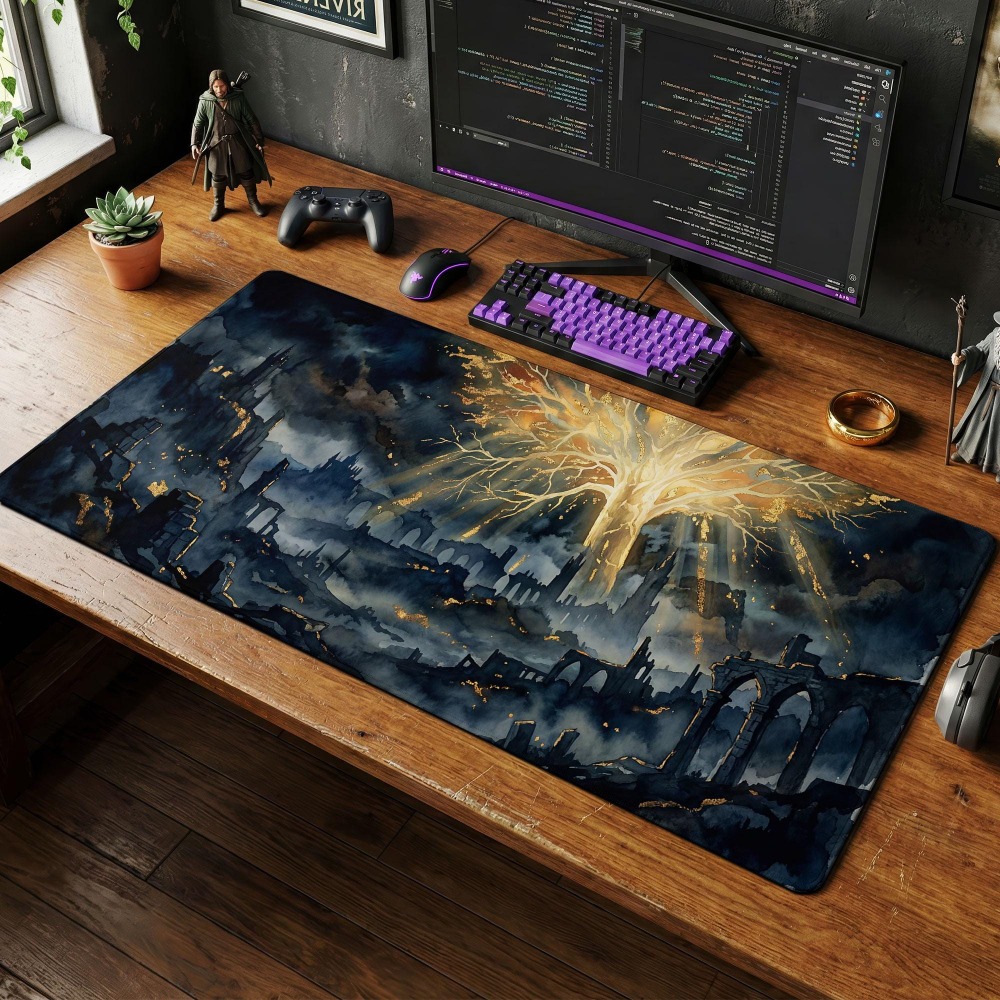 Desk Setup Simple - Desk Mat, Dark Fantasy Mouse Pad,