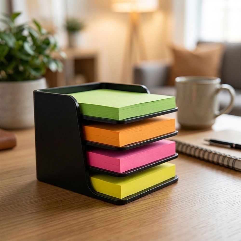 Sticky Memo Holder - Stackable Sticky Note Holder Layer-Divided Plastic