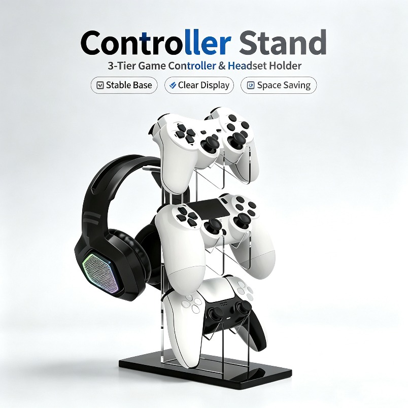 Desk Setup Game - Controller Holder with Headset Hanger 3