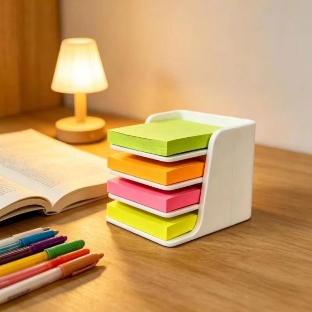 Sticky Memo Holder - Stackable Sticky Note Holder Plastic Layer-Divided
