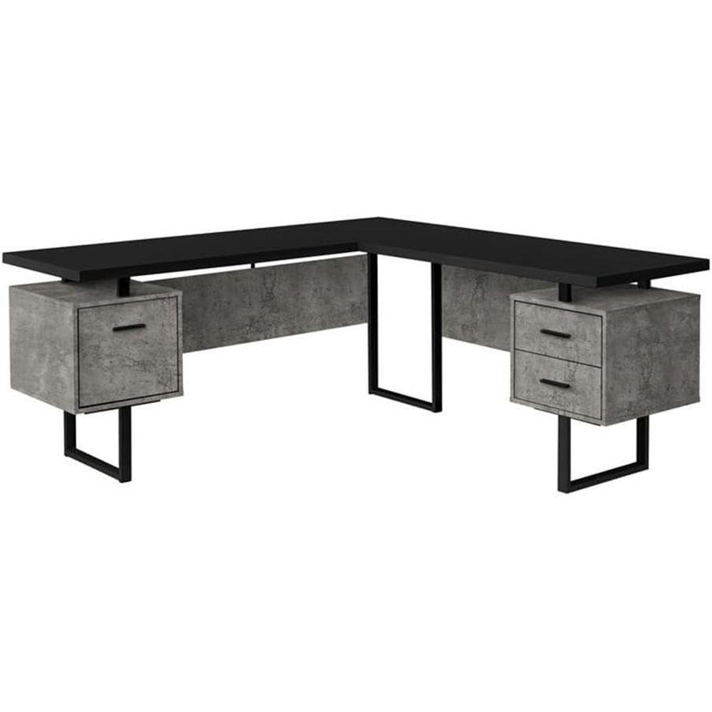 Desk Setup Black And Wood - L-Shaped 70 Computer Desk with Storage