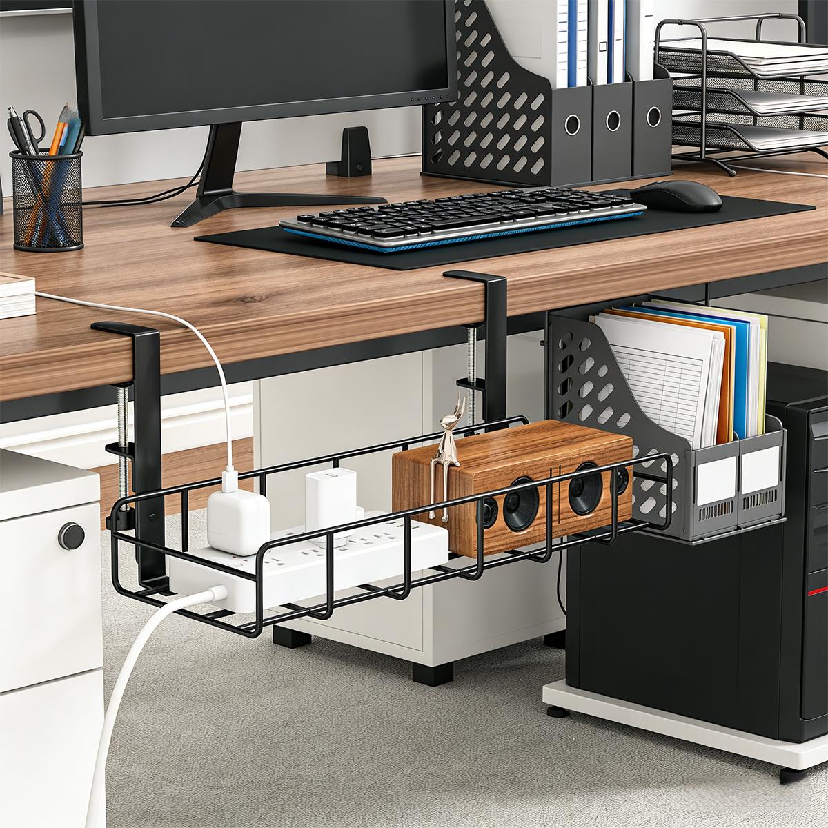 No Drill Under Desk Cable Mana - đánh giá và giá Desk Setup No Computer