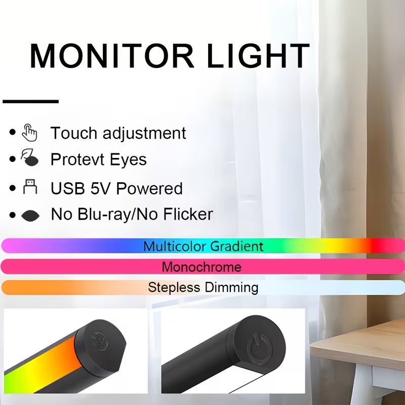 LED Monitor Light Bar 30cm 40c - đánh giá và giá Desk Setup No Computer