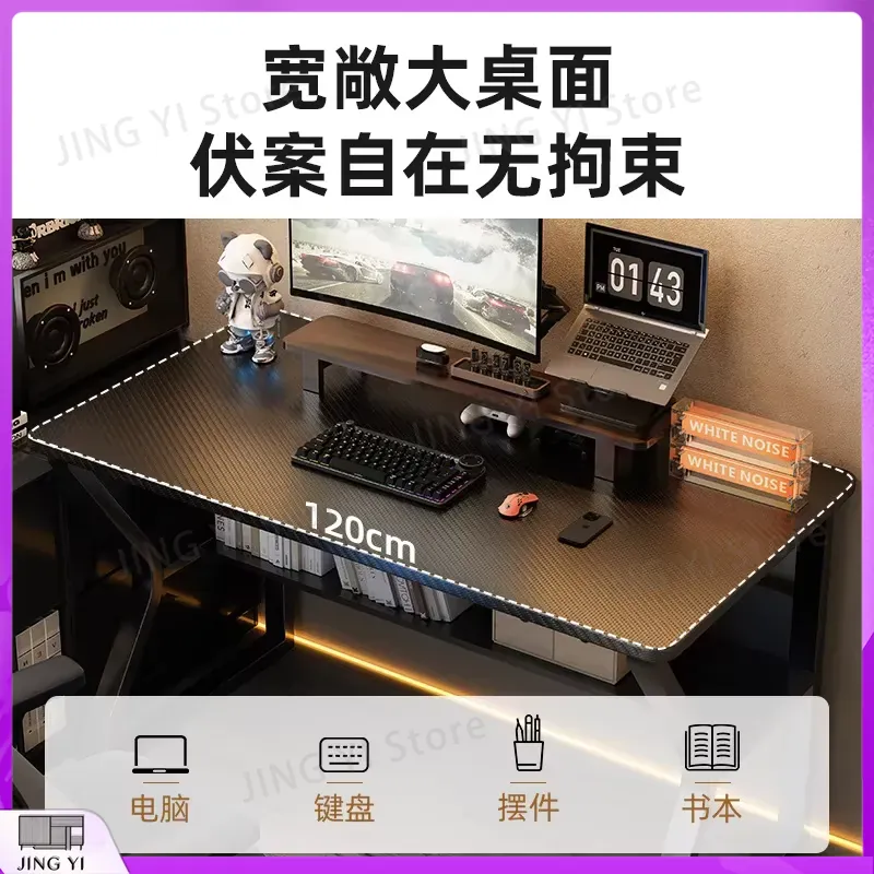 Black Gaming Desk for Esports  - đánh giá và giá Desk Setup Black And Wood