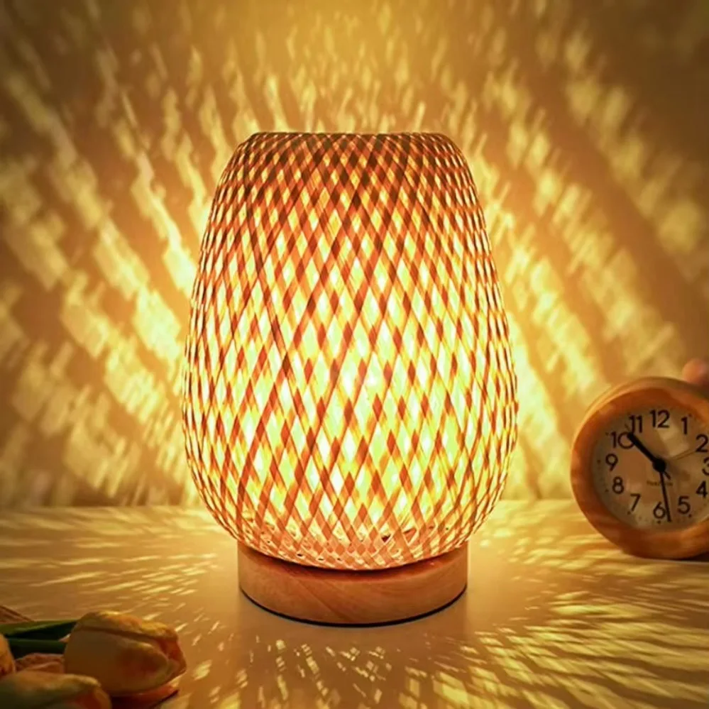 Bamboo Woven lamp Simple Bedro - đánh giá và giá Desk Setup At Home