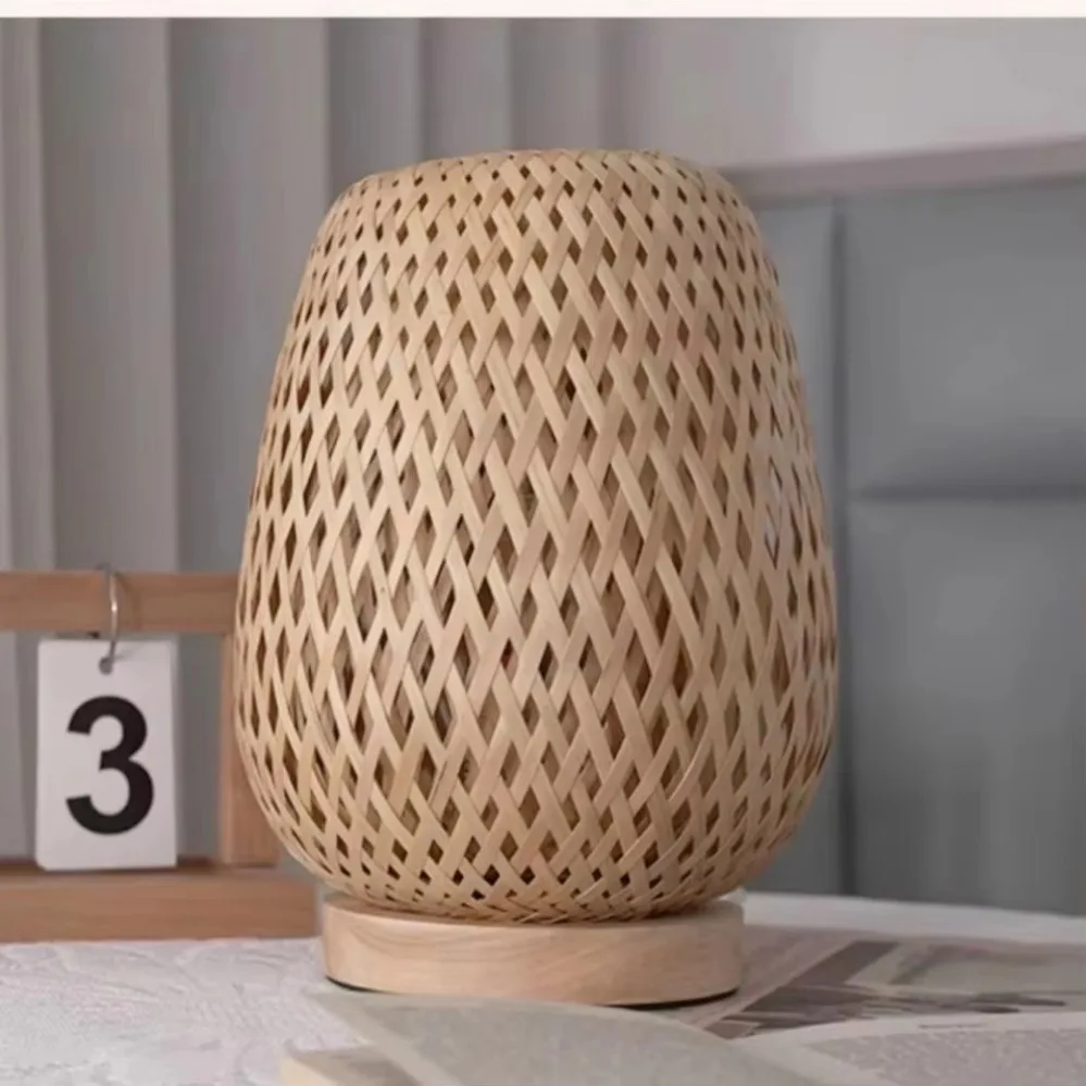 Bamboo Woven lamp Simple Bedro - đánh giá và giá Desk Setup At Home