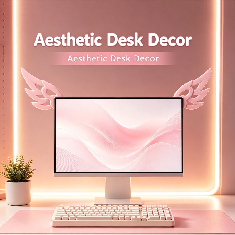 Kawaii 3D Wing Decor for Compu - đánh giá và giá Desk Setup No Computer