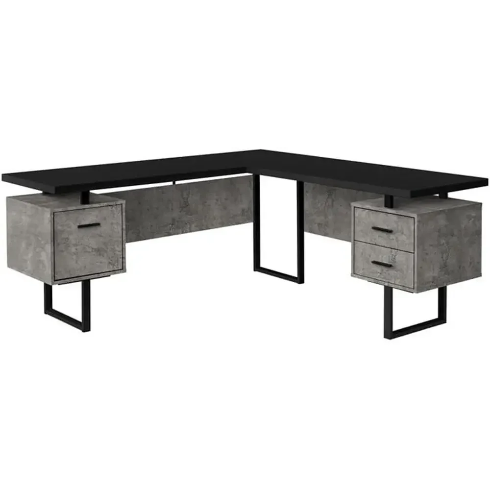 L-Shaped 70 Computer Desk with - đánh giá và giá Desk Setup Black And Wood