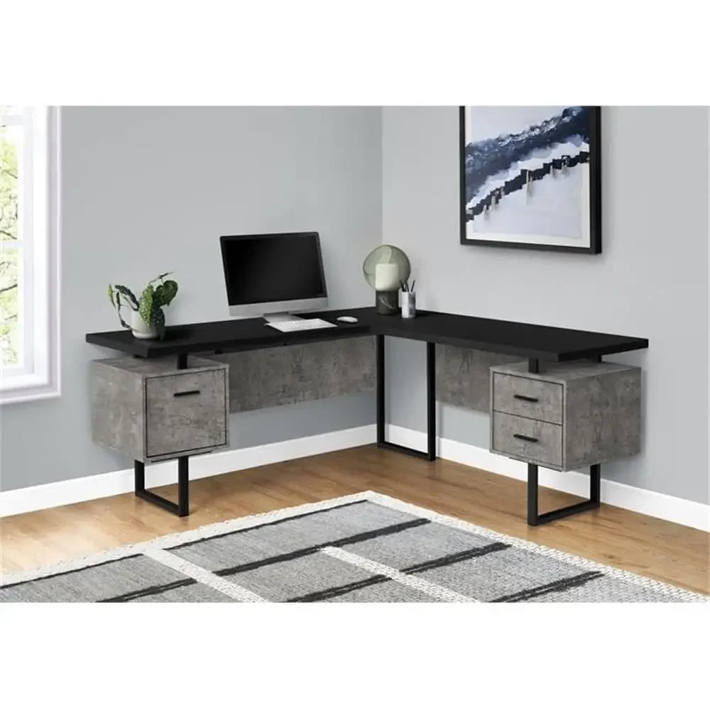 L-Shaped 70 Computer Desk with - đánh giá và giá Desk Setup Black And Wood