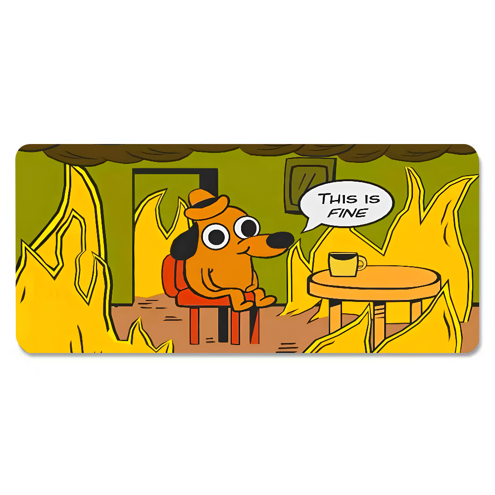 This Is Fine Dog Dachshund Mou - đánh giá và giá Desk Setup Cozy