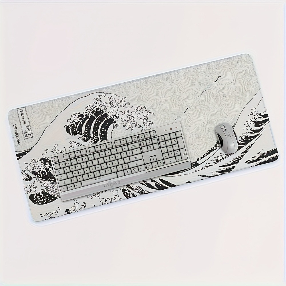 Black White Wave Art XXL Desk  - đánh giá và giá Desk Setup Simple