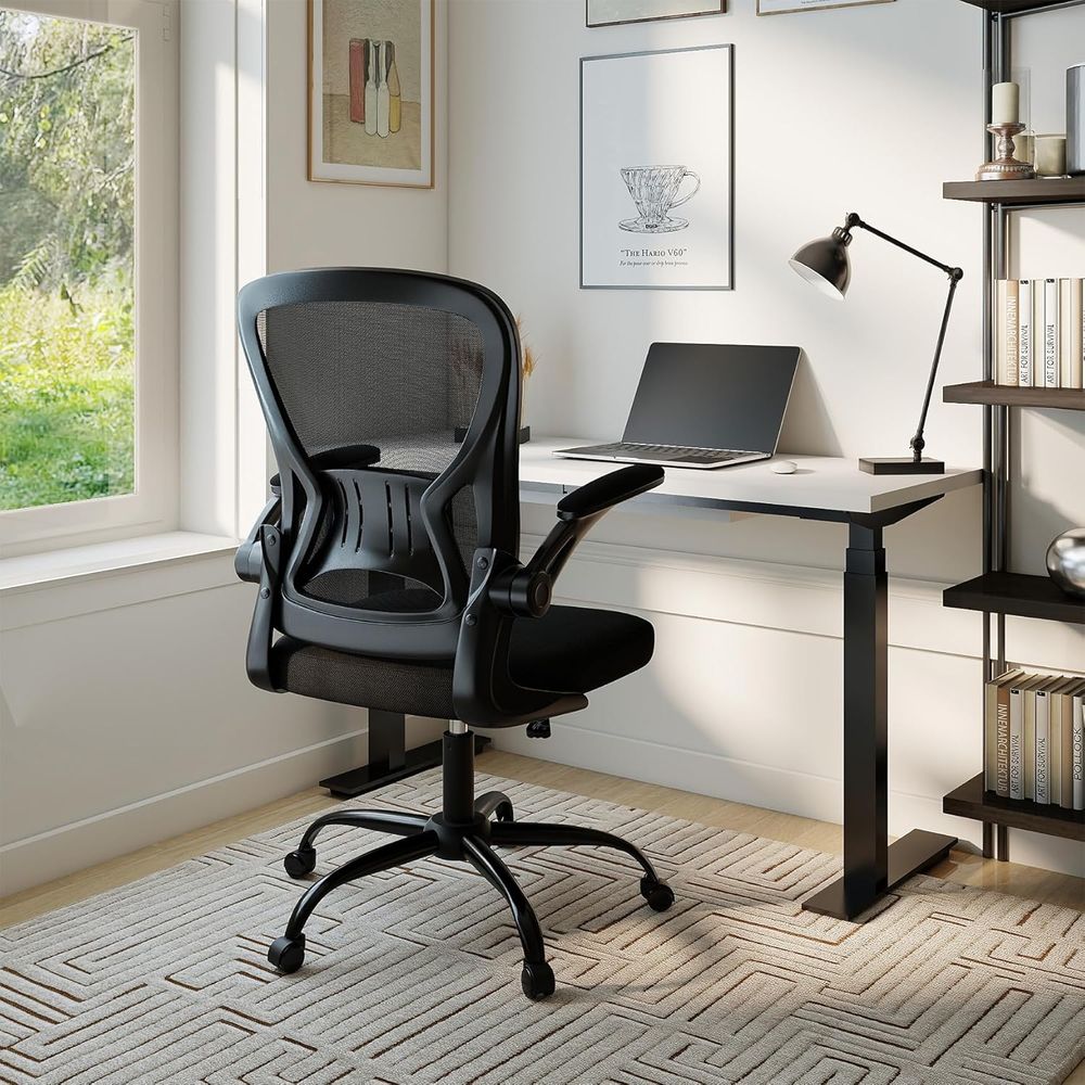 Oice Chair Set o 10, Ergonomic - đánh giá và giá Desk Setup Black And Wood