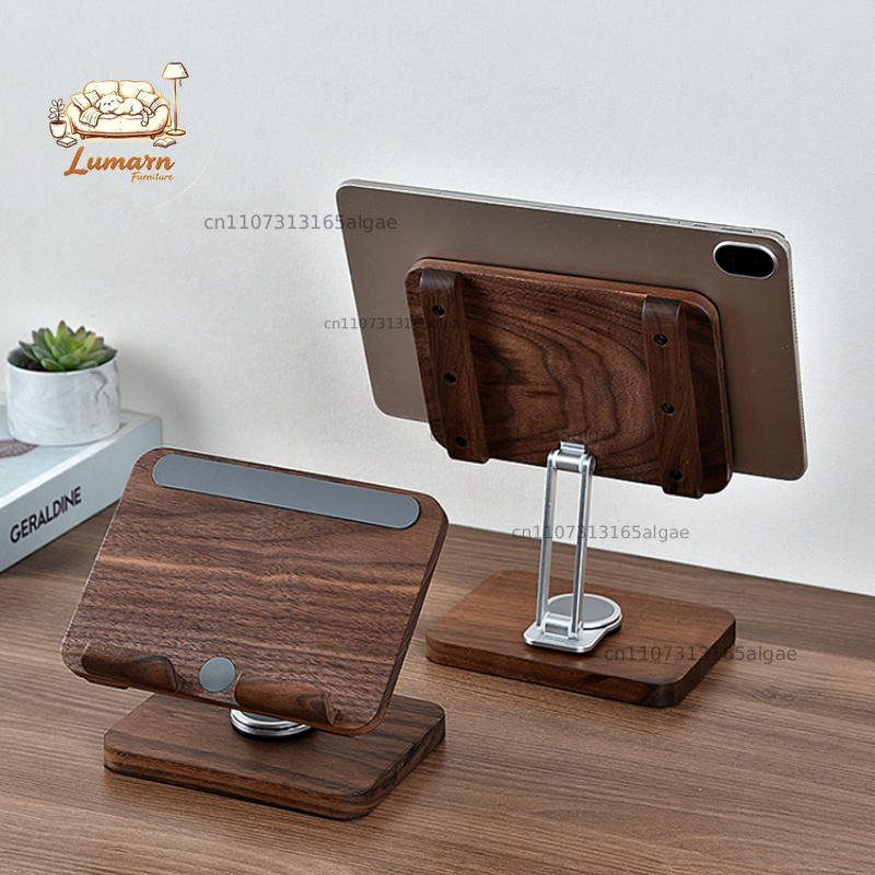 Black Walnut iPad Stand with 3 - đánh giá và giá Desk Setup Black And Wood
