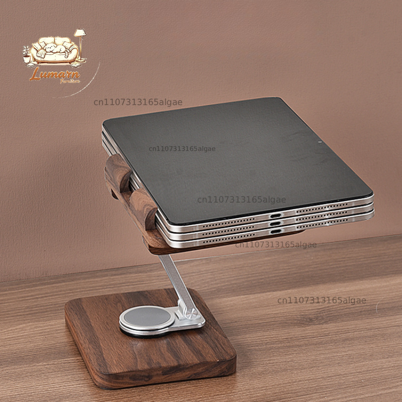 Black Walnut iPad Stand with 3 - đánh giá và giá Desk Setup Black And Wood