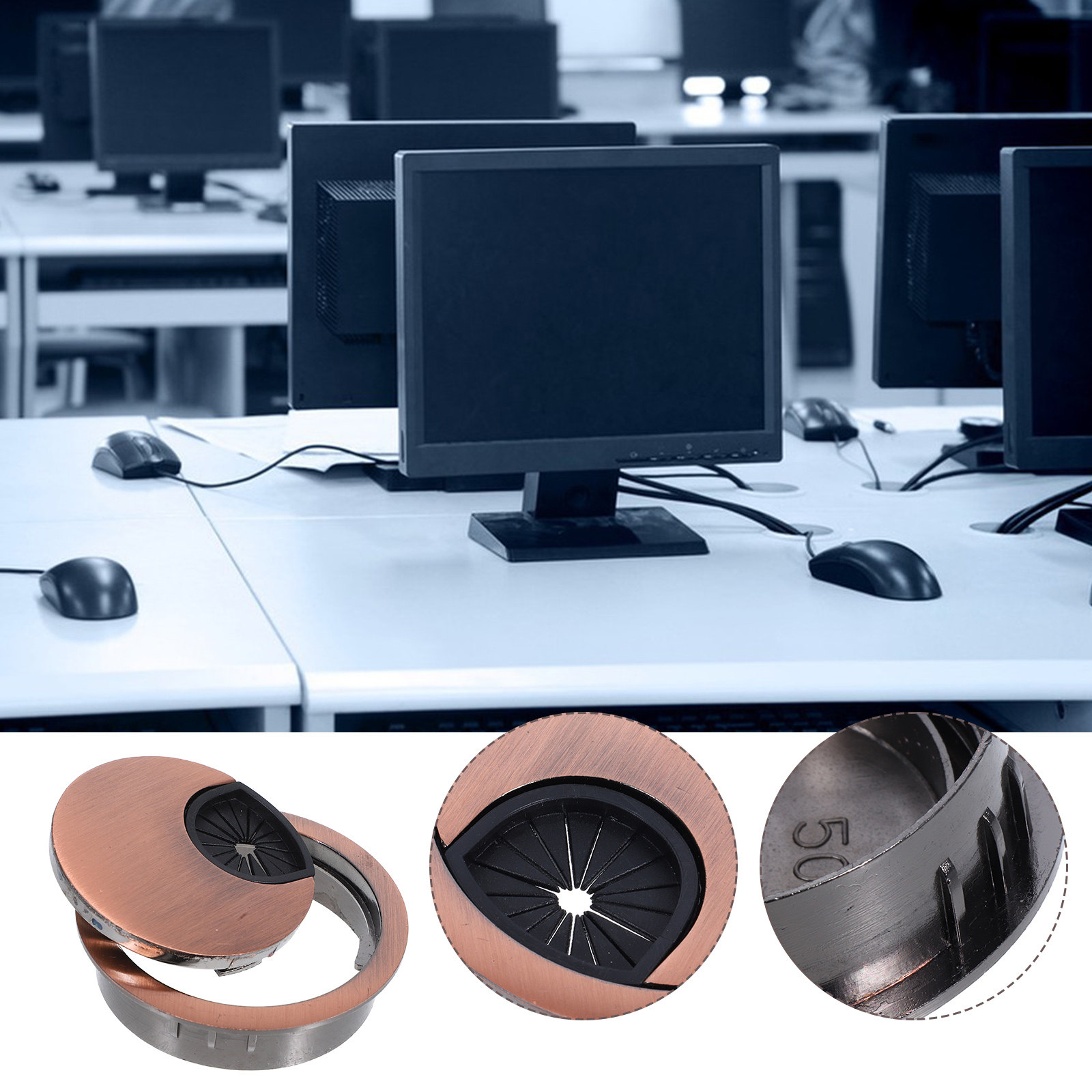 Round Cable Grommet Desktop Co - đánh giá và giá Desk Setup Simple