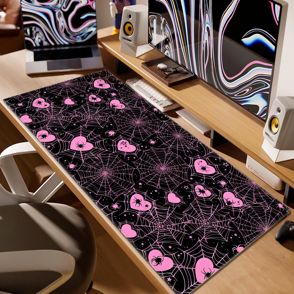 90x40 White or Pink Spiderweb  - đánh giá và giá Desk Setup Productivity