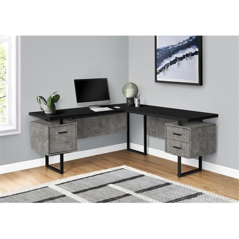 L-Shaped 70 Computer Desk with - đánh giá và giá Desk Setup Black And Wood