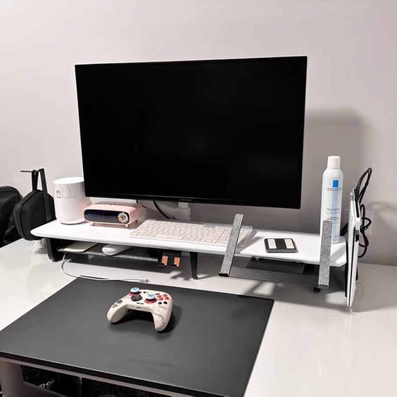 Modular Monitor Riser Stand Er - đánh giá và giá Desk Setup Black And Wood