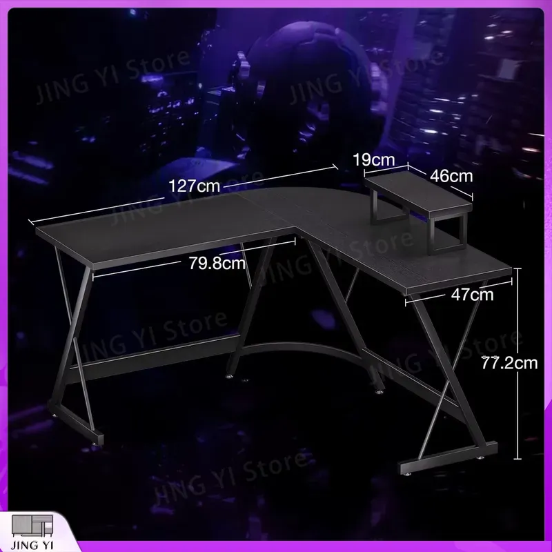 L Shaped Gaming Desk with Moni - đánh giá và giá Desk Setup Black And Wood