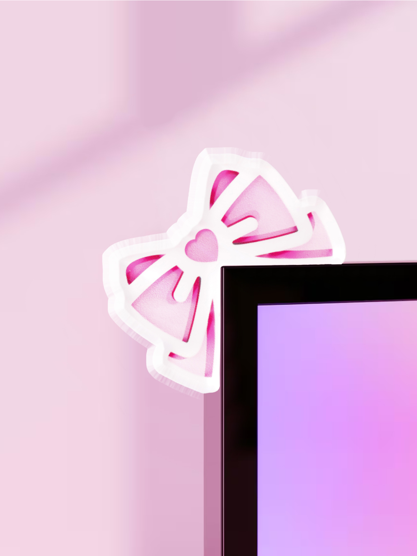 Kawaii Bow Monitor Decor Pink  - đánh giá và giá Desk Setup Pc